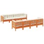 Set de sofás jardín 9 pzas con cojines madera pino marrón cera en Conjuntos de jardín | Comprar online en Foru.es