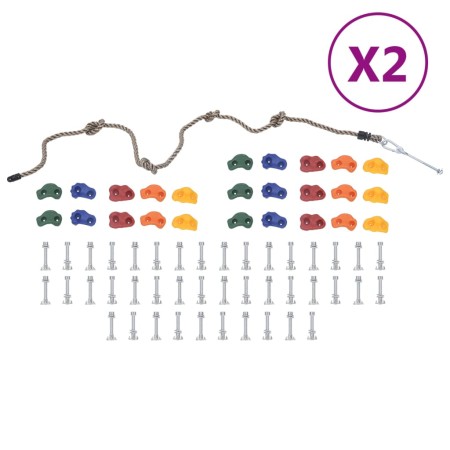 Presas de escalada con cuerda 50 piezas multicolor de vidaXL, Escalada - Ref: Foro24-3094306, Precio: 160,92 €, Descuento: %