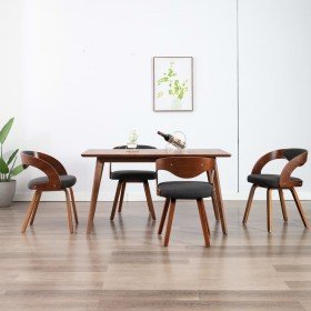 Sillas de comedor 4 unidades madera curvada y tela gris oscuro en Sillas de comedor | Comprar online en Foru.es