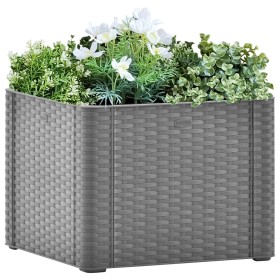 Arriate con sistema de riego automático gris 43x43x33 cm de vidaXL, Maceteros y jardineras - Ref: Foro24-317575, Precio: 85,2...