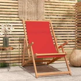 Silla de playa plegable de madera maciza de teca rojo de vidaXL, Sillas de jardín - Ref: Foro24-317700, Precio: 94,63 €, Desc...