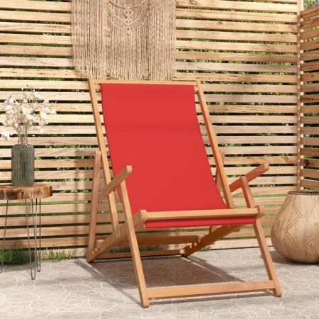 Silla de playa plegable de madera maciza de teca rojo de vidaXL, Sillas de jardín - Ref: Foro24-317700, Precio: 92,52 €, Desc...