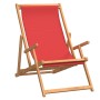 Silla de playa plegable de madera maciza de teca rojo de vidaXL, Sillas de jardín - Ref: Foro24-317700, Precio: 92,52 €, Desc...