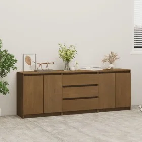 Armario auxiliar marrón miel madera maciza de pino 180x36x65 cm de vidaXL, Taquillas y armarios de almacenamiento - Ref: Foro...