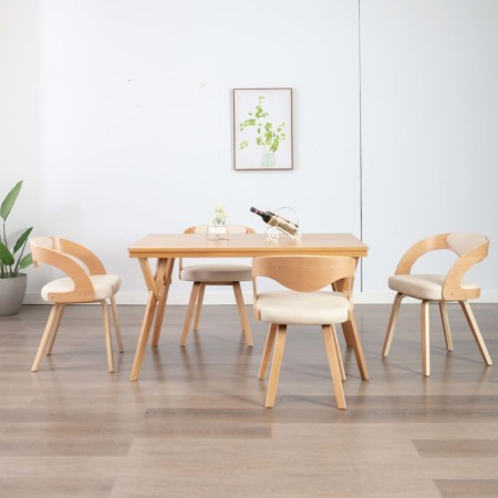 Sillas de comedor 4 uds madera curvada y cuero sintético crema en Sillas de comedor | Comprar online en Foru.es