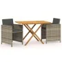 Set de comedor de jardín 3 piezas con cojines gris de vidaXL, Conjuntos de jardín - Ref: Foro24-3094303, Precio: 227,19 €, De...