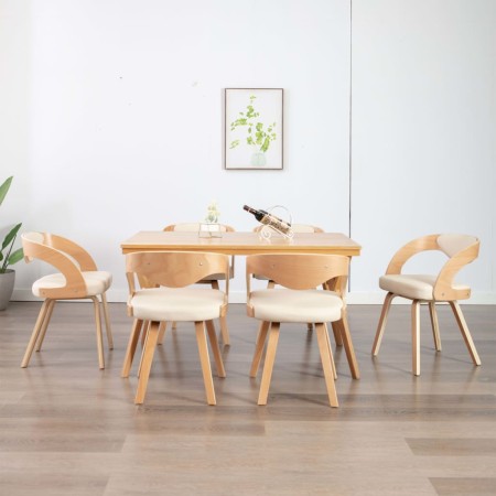 Sillas de comedor 6 uds madera curvada y cuero sintético crema en Sillas de comedor | Comprar online en Foru.es