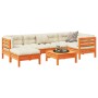 Set de sofás jardín 7 pzas con cojines madera pino marrón cera en Conjuntos de jardín | Comprar online en Foru.es