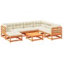 Set de sofás jardín 8 pzas con cojines madera pino marrón cera en Conjuntos de jardín | Comprar online en Foru.es