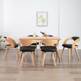 Sillas de comedor 6 unidades madera y cuero sintético negro en Sillas de comedor | Comprar online en Foru.es