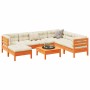 Set de sofás jardín 8 pzas con cojines madera pino marrón cera en Conjuntos de jardín | Comprar online en Foru.es