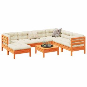 Set de sofás jardín 8 pzas con cojines madera pino marrón cera en Conjuntos de jardín | Comprar online en Foru.es