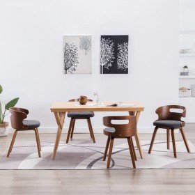 Sillas de comedor 4 unidades madera curvada y tela gris oscuro en Sillas de comedor | Comprar online en Foru.es