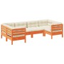 Set de sofás jardín 6 pzas con cojines madera pino marrón cera en Conjuntos de jardín | Comprar online en Foru.es