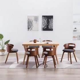 Sillas de comedor 6 unidades madera curvada y tela gris oscuro en Sillas de comedor | Comprar online en Foru.es