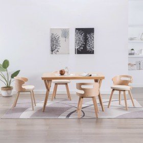 Sillas de comedor 4 uds madera curvada y cuero sintético crema en Sillas de comedor | Comprar online en Foru.es