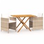 Set de comedor de jardín 3 piezas con cojines beige de vidaXL, Conjuntos de jardín - Ref: Foro24-3094300, Precio: 223,31 €, D...