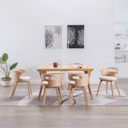 Sillas de comedor 6 uds madera curvada y cuero sintético crema en Sillas de comedor | Comprar online en Foru.es