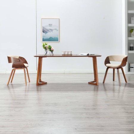 Sillas de comedor 2 uds madera curvada y cuero sintético crema en Sillas de comedor | Comprar online en Foru.es