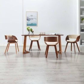 Sillas de comedor 4 uds madera curvada y cuero sintético crema en Sillas de comedor | Comprar online en Foru.es
