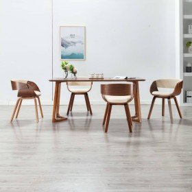 Sillas de comedor 4 uds madera curvada y cuero sintético crema en Sillas de comedor | Comprar online en Foru.es