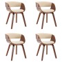 Sillas de comedor 4 uds madera curvada y cuero sintético crema en Sillas de comedor | Comprar online en Foru.es