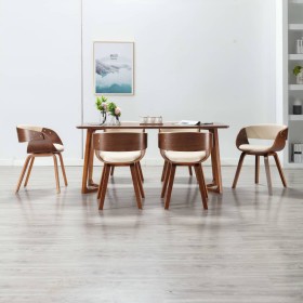 Sillas de comedor 6 uds madera curvada y cuero sintético crema en Sillas de comedor | Comprar online en Foru.es