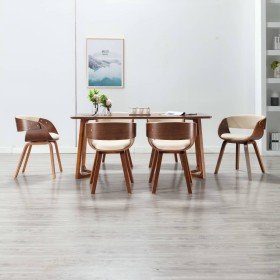 Sillas de comedor 6 uds madera curvada y cuero sintético crema en Sillas de comedor | Comprar online en Foru.es