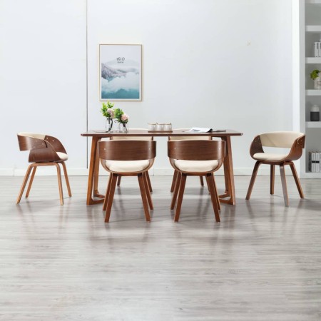 Sillas de comedor 6 uds madera curvada y cuero sintético crema en Sillas de comedor | Comprar online en Foru.es