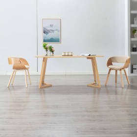 Sillas de comedor 2 uds madera curvada y cuero sintético crema en Sillas de comedor | Comprar online en Foru.es