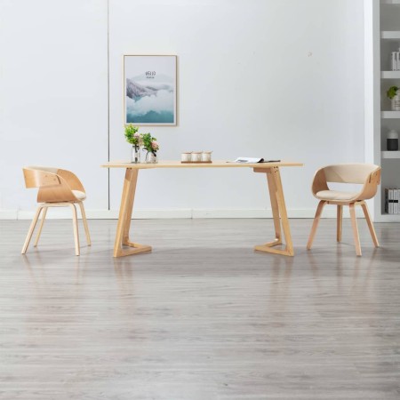 Sillas de comedor 2 uds madera curvada y cuero sintético crema en Sillas de comedor | Comprar online en Foru.es