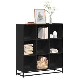 Estantería de madera ingeniería y metal negro 97,5x33x107,5 cm en Librerías y estanterías | Comprar online en Foru.es