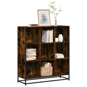 Estantería madera y metal roble ahumado 97,5x33x107,5 cm en Librerías y estanterías | Comprar online en Foru.es