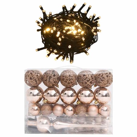 Set de bolas de Navidad 60 pzas con pico 150 LED oro rosa en Decoración Festiva y Estacional | Comprar online en Foru.es