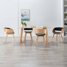 Sillas de comedor 4 uds madera curvada cuero sintético negro en Sillas de comedor | Comprar online en Foru.es