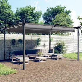 Cenador de jardín con techo retráctil gris antracita 4x3 m de vidaXL, Carpas y cenadores - Ref: Foro24-318538, Precio: 489,36...