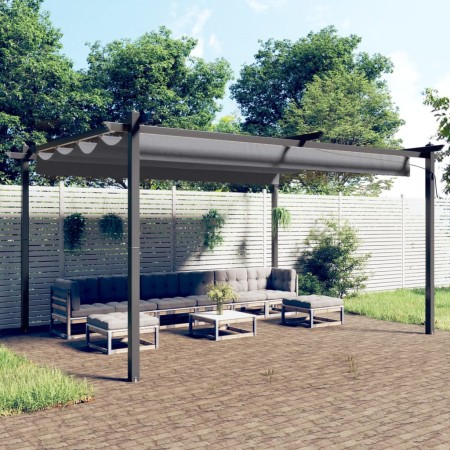 Cenador de jardín con techo retráctil gris antracita 4x3 m de vidaXL, Carpas y cenadores - Ref: Foro24-318538, Precio: 471,51...