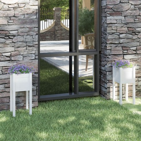 Jardineras 2 uds madera maciza de pino blanco 31x31x70 cm de vidaXL, Maceteros y jardineras - Ref: Foro24-810782, Precio: 44,...