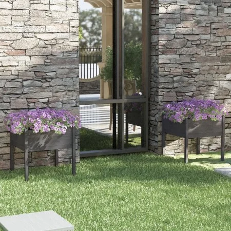 Jardineras 2 uds madera maciza de pino gris 70x70x70 cm de vidaXL, Maceteros y jardineras - Ref: Foro24-810814, Precio: 72,47...