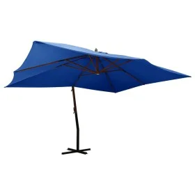 Sombrilla voladiza con poste de madera azul 400x300 cm de vidaXL, Sombrillas - Ref: Foro24-318435, Precio: 188,59 €, Descuent...