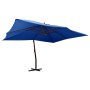 Sombrilla voladiza con poste de madera azul 400x300 cm de vidaXL, Sombrillas - Ref: Foro24-318435, Precio: 191,34 €, Descuent...