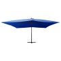 Sombrilla voladiza con poste de madera azul 400x300 cm de vidaXL, Sombrillas - Ref: Foro24-318435, Precio: 191,34 €, Descuent...