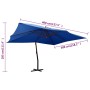 Sombrilla voladiza con poste de madera azul 400x300 cm de vidaXL, Sombrillas - Ref: Foro24-318435, Precio: 191,34 €, Descuent...