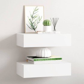 Estantes de pared con cajón 2 uds MDF blanco 40x23,5x10 cm en Estanterías | Comprar online en Foru.es