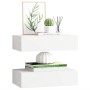 Estantes de pared con cajón 2 uds MDF blanco 40x23,5x10 cm en Estanterías | Comprar online en Foru.es