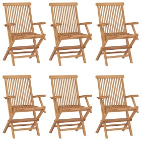 Sillas de jardín plegables 6 unidades madera maciza de teca de vidaXL, Sillas de jardín - Ref: Foro24-3096594, Precio: 445,72...