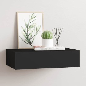 Estante con cajón de pared MDF negro 40x23,5x10 cm en Estanterías | Comprar online en Foru.es