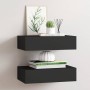 Estantes de pared con cajón 2 uds MDF negro 40x23,5x10 cm en Estanterías | Comprar online en Foru.es