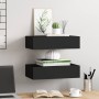 Estantes de pared con cajón 2 uds MDF negro 40x23,5x10 cm en Estanterías | Comprar online en Foru.es