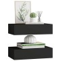 Estantes de pared con cajón 2 uds MDF negro 40x23,5x10 cm en Estanterías | Comprar online en Foru.es
